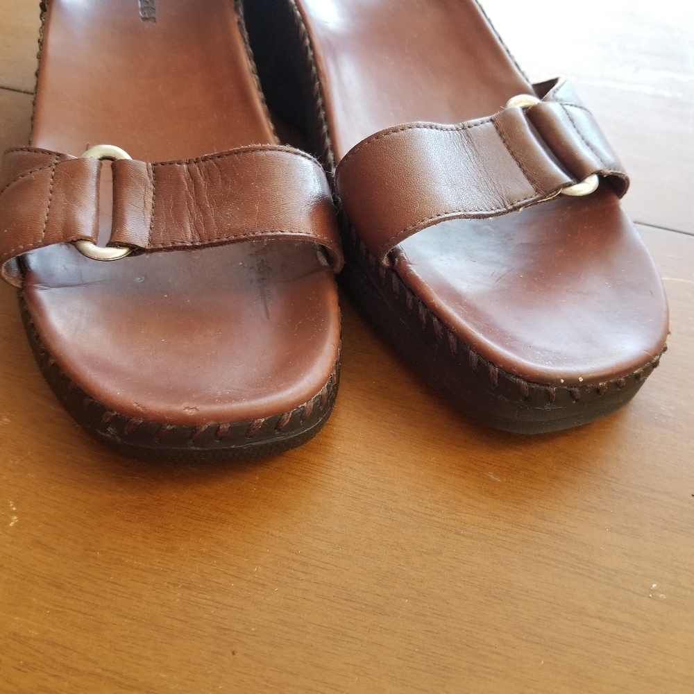 Naturalizer Shoes Leather Wedge Sandal Brown Sz 9 - Picture 7 of 9